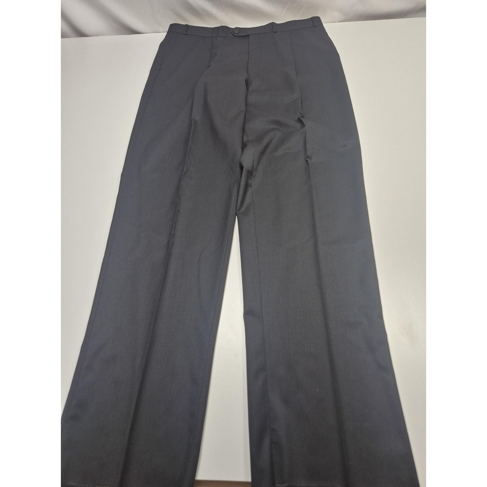 Carlo Mandrone Dress Pants Mens 39x36 Black Wool Pleated Classic Fit Formal
